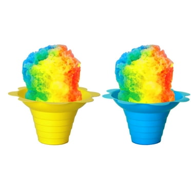 Hypothermias Shaved Ice or Snow Cone Flower Cups - Small Size - Case of 500 - Yellow and Blue Assortment