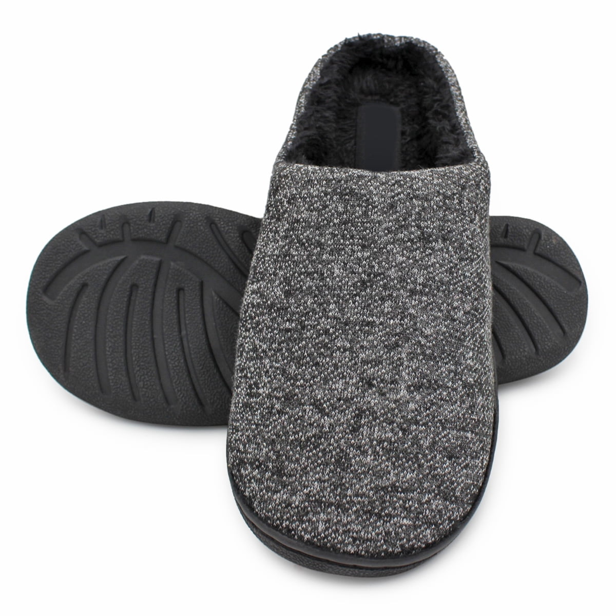 Mens Slip on Fleece Fur Lined Mules Warm Winter Slippers size UK 7 8 9 10 11 12 