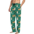 thumbnail image 3 of HPINK-T Xmas Corgi Green Pajama Pants for Men Pajama Bottoms Sleep Lounge Pjs Pants, 3 of 7