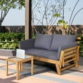 Costway Patio Sofa Daybed Wood Adjustable Furniture W/Thick Cushion