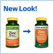 (3 pack) Spring Valley Zinc Dietary Supplement Caplets for Immune Health, 50 mg, 200 Count