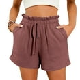 thumbnail image 2 of Annhoo Womens Casual Shorts High Waisted Fashion Solid Drawstring Summer Shorts with Pockets Beachwear, 2 of 6