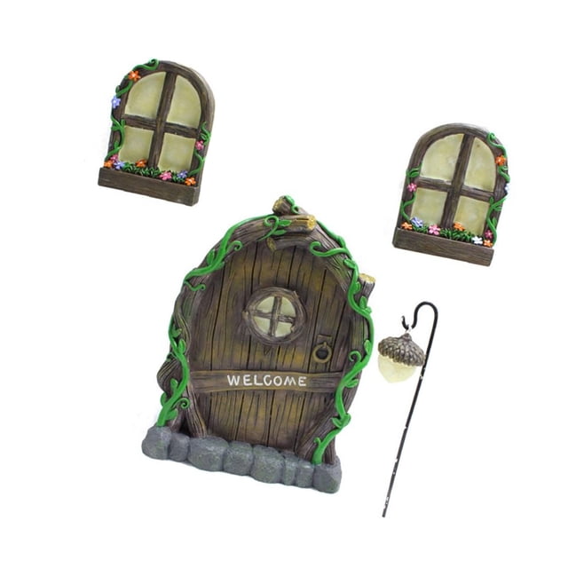 Decoración Decoraciones De árboles De Hadas En Miniatura Conjunto De Puertas Y Ventanas De Hadas Adornos Luminosos Para Puertas Y Ventanas