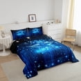 thumbnail image 3 of Erosebridal Black and Neon Blue Comforter Set Twin Ombre Striped Bedding Set for Teen Room Decor,Galaxy Stars Glitter Comforter Lightweight 2Pcs, 3 of 6