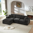 thumbnail image 2 of L Shaped Modern Modular Sectional Cloud Sofa Couch with Ottoman, 4-Seat Upholstery Comfy Sofa Couches with Deep Seat, Chenille Cloud Couch Sofa Set for Living Room, Apartment, Black, 2 of 7