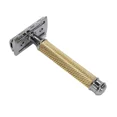 thumbnail image 4 of Double Edge Safety Razor Set with Zinc Alloy and Copper Handle - Includes Razor Stand and 10 Platinum Blades for Men's Shaving, 4 of 6