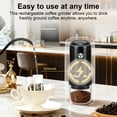 thumbnail image 3 of Portable Electric Burr Coffee Grinder, Mini Rechargeable Electric Coffee Bean Grinder with Cleaning Brush, Auto-Stop, Coffee Grinder for Espresso, French Press, Travel, Camping, Home & Office, Black, 3 of 7