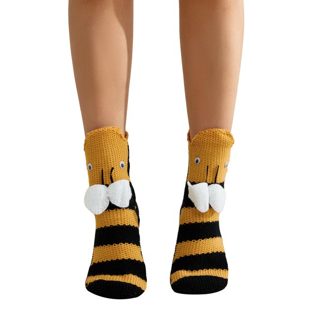 Sunloudy Family Fall Winter Funny Socks, Cartoon Animal Style Patchwork Non-Slip Floor Socks for Adult Kids