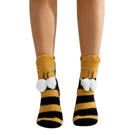 KOMOO Funny Animal Socks for Adult Child Knit Novelty Floor Socks Christmas Creative 3D Chameleon Knit Sock Funky Shark Socks
