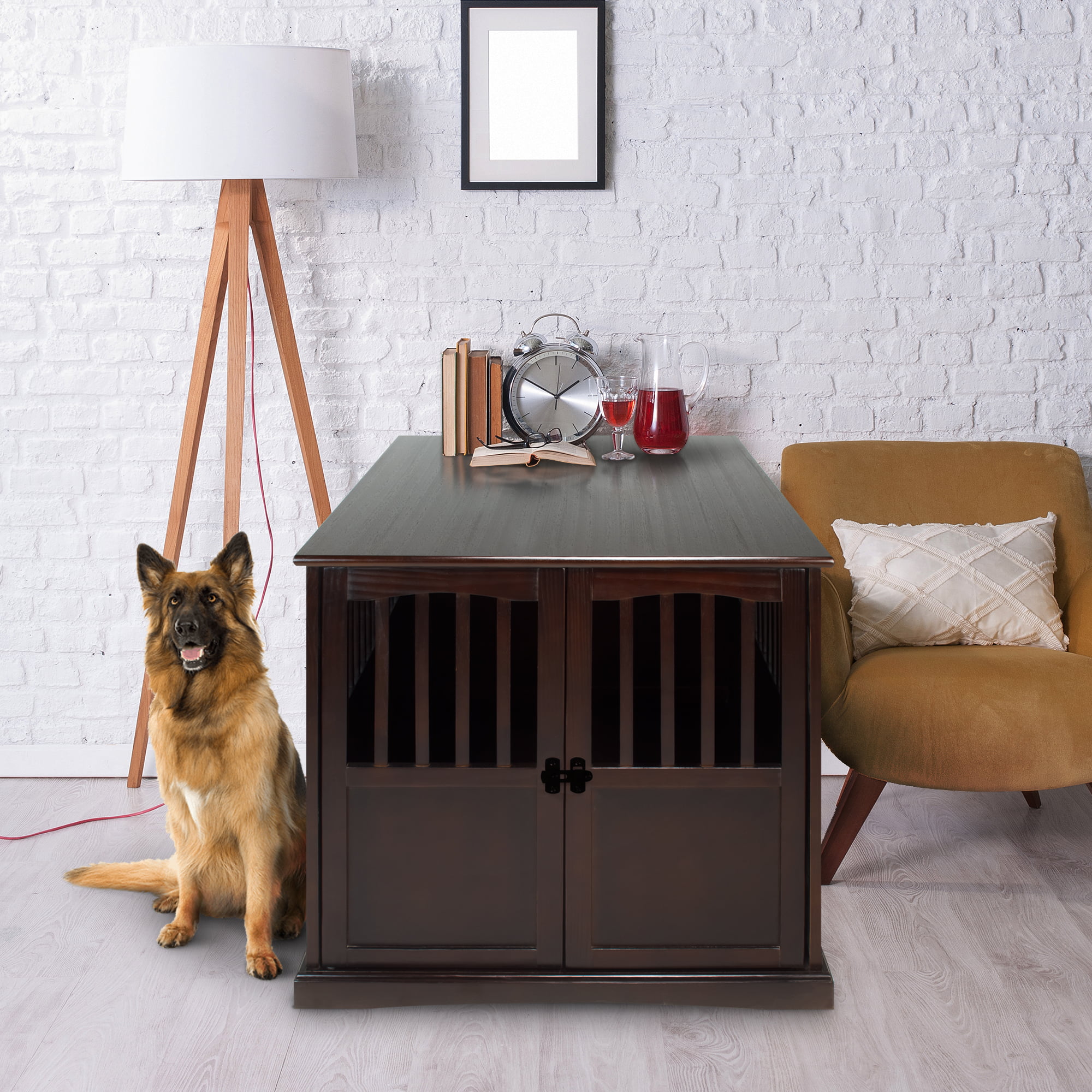 Wooden Extra Large Pet Crate Espresso, Extra Large Side Table With Storage