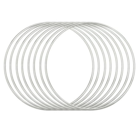 Uxcell 8Pcs Dream Catcher Rings, 5.5" Metal Hoops for Crafts Wreath Hoop Rings for Wall Hanging Crafts Home Decorations DIY Wedding Wreath Decor, Silver 5.3"