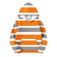 thumbnail image 4 of YLSDY Fashion Children Boys Girls Sweatshirt Winter Casual Long Sleeve Striped Printed Scoop Neck Fleece Warm Pocket Hooded Blouse Orange 13 Years, 4 of 4