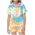 thumbnail image 2 of NAISIBABY Girls Pajama Sets, Supersoft Tie-dye Short Sleeve Tops Shorts Casual 2-Piece Sleepwear Multicolor 10-11T, 2 of 6