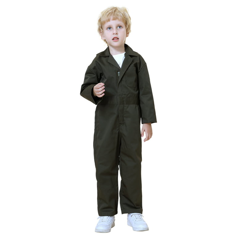 iiniim Kids Boys Halloween Cosplay Costume Mechanic Coverall Jumpsuit  Boiler Suit Size 6-16 Khaki 16