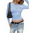 thumbnail image 3 of Womens Long Sleeve T Shirts Fall Fashion Basic Crop Tops Going Out Outfits Y2k Clothes Blue S, 3 of 7