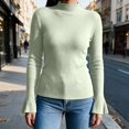 thumbnail image 5 of cocolona Womens Mock Neck Thin Sweater Solid Color Flare Sleeve Trendy Slim Basic Layer Sweater Ribbed Knit Fall Tops, 5 of 7