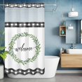 thumbnail image 2 of Welcome No Hook Shower Curtain with Snap in Liner Vintage Leaf Wreath Plant Black Plaid Border Waterproof Bathroom Shower Curtain with See Through Top Window for Bathtub 54" x 78", 2 of 9