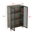 thumbnail image 4 of WIAWG Gray 3-Tier Display Storage Cabinet with Glass Doors - Perfect for Home Office, Bedroom, or Living Room Bookcase, 4 of 5