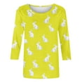 thumbnail image 5 of Cavosen Happy Easter Dressy Tops for Women 3/4 Sleeve Summer Plus Size Bunny Print Pullover Shirts Crewneck Holiday Blouse Vacation Festival T Shirts Casual Tees Yellow 5XL, 5 of 5