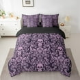 thumbnail image 3 of Damask Gothic Bedding Set Adults Antique Victorian Bed in a Bag King Size Comforter Set 7 Pieces,Purple Sugar Skull Sheet Set Vintage Floral Goth Bed Set,Bone Skeleton Bohemian Baroque Decor, 3 of 6
