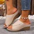 thumbnail image 2 of Dakaela Orthopedic Wedge Sandals for Women 2026 Comfortable Platform Walking Sandal Slip on Walking Sandal Open Toe Wide Width Casual Summer Shoes Slippers Size 6-10 Beige, 2 of 9