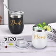 thumbnail image 3 of Mom and Dad Wine Tumbler Set, Funny Christmas Gifts for New Parents New Pregnancy New Dad New Mom Anniversary Birthday, 12oz Stainless Steel Insulated Tumbler with Lid and Golden Word, Black and White, 3 of 6