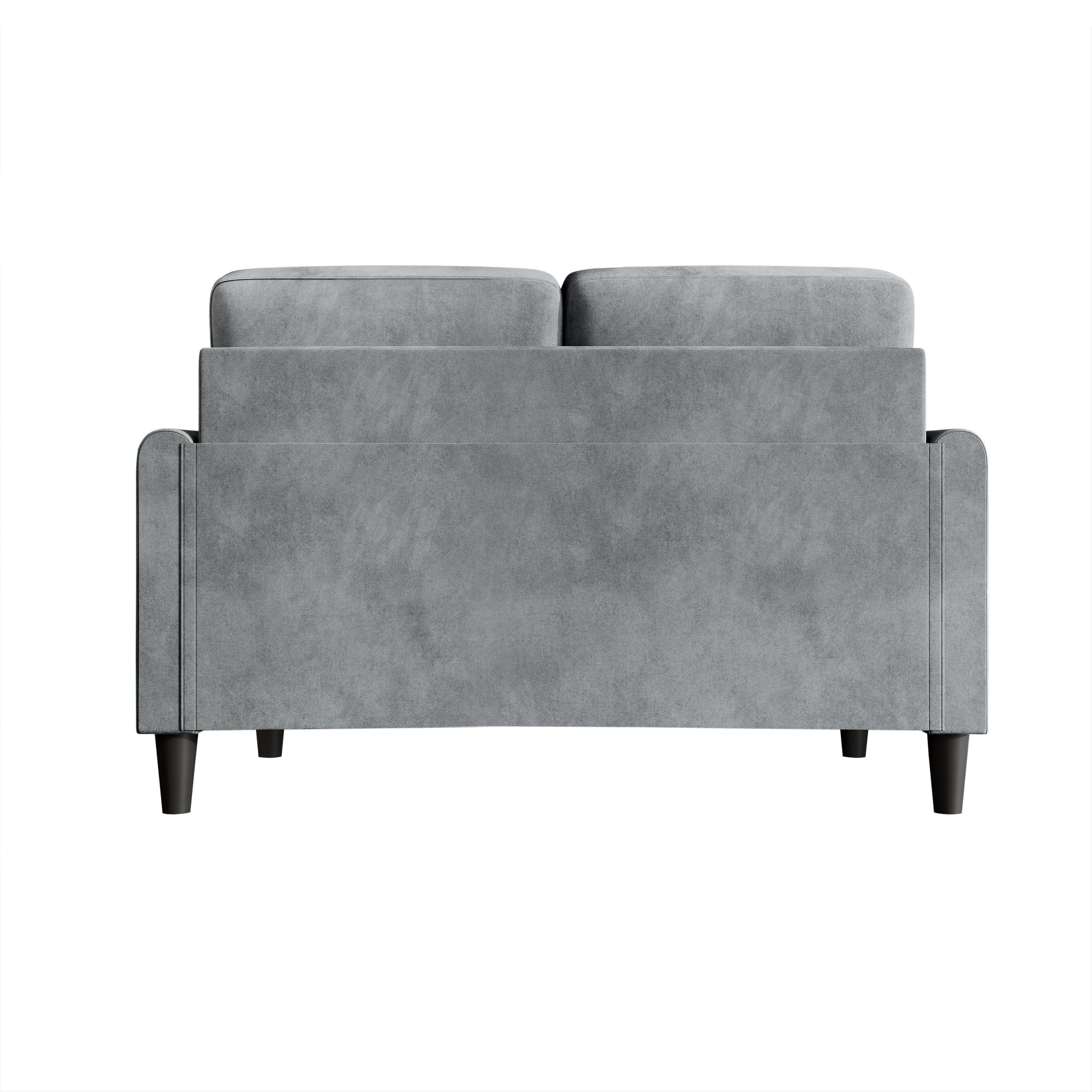 Home Design Goliad Velvet Arm Loveseat with Pocket Spring, Soft Cushions, Clean Lines Design, Gray