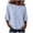 02# Light Blue, variant on Women's Linen Tops Crew Neck 3/4 Sleeve Striped Floral Print Stretchable Summer Cotton Wrinkle-Resistant Dolman Drop Shoulder Casual Loose Tunic S-2XL