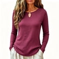 thumbnail image 6 of Kezqiaxn Blouses for Women Dressy Casual Stretchy Long Sleeve Pullover Tops Fashion Crew Neck Shirts Winter Clothes, 6 of 9