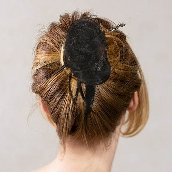 AURARMLET 2Pack Messy Bun Hair Piece For Women Black High Temperature Fiber Easy Styling