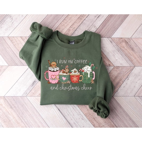 I Run On Coffee And Winter Cheer Sweatshirt, Winter Coffee Shirt, Coffee Lover, Winter Crewneck, Sweater, New Year Shirt Tshirt All Size S-5XL