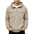 thumbnail image 5 of Hngshg Men's Hooded Sweatshirts Big and Tall Long Sleeve Quarter Zip Tops Textured Drawstring Pullover Hoodies, 5 of 7