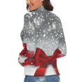 thumbnail image 3 of Shiny Silver Starry Christmas with Red Bow Tie Women's Turtleneck Sweater Long Sleeve Ribbed Fitted Turtle Neck Casual Fall Winter Collection Top M, 3 of 4