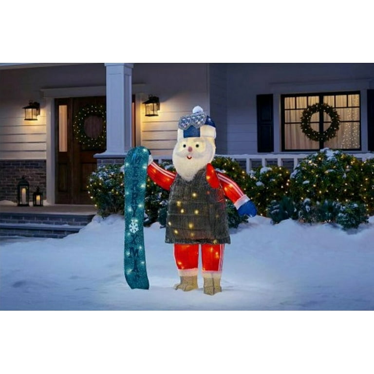 バカラ ノエル スノーボーディングベアNOEL TEDDY BOARD Home Accents Holiday 4FT Yuletide Lane LED Santa with Snowboard