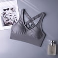thumbnail image 5 of Women's Sports Bra Yoga Solid Sleeveless Cold Shoulder Casual Tanks Blouse Tops Intimates Bras for Women No Underwire Gray M, 5 of 5