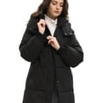 thumbnail image 4 of PUFFIT Women Long Puffer Jacket Hood Winter Water Repellent Wind-resistant Warm Ladies Quilted Padded Coat Big Pocket, 4 of 8