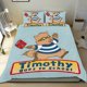 thumbnail image 1 of Timothy Va a la Escuela Conjunto de sábanas temático, trío de piezas, cómodo y amigable con la piel, diseño único, regalo de decoración para el hogar para familiares, amigos y fans, 90 cm * 190 cm, 1 of 6