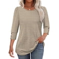 thumbnail image 3 of Womens Tops 3/4 Sleeve with Buttons Dressy Casual Blouses Summer Beach Vacation Outfits White Print XXL, 3 of 6