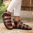 thumbnail image 3 of Rokment Women's Orthopedic Cork Footbed Fisherman Sandals Flat Platform Walking Sandals Comfortable Leather Open Toe Ankle Strap Strappy Beach Summer Casual Footwear Red Size 6, 3 of 7