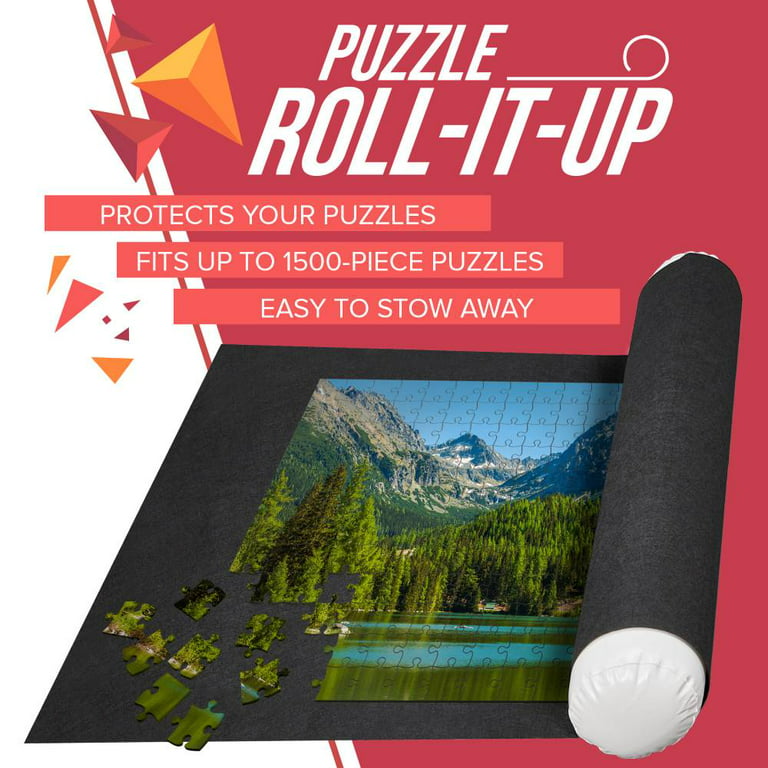 Puzzle Roll Up Mat Premium Pump - Store and Transport Jigsaw Puzzles Up to  1500 Pieces - 46 x 26 Felt Mat, Inflatable Tube, and 3 Elastic Fasteners
