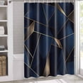 thumbnail image 3 of Waterproof Shower Curtain - Geometric Pattern Abstract Art Bathroom Curtains with Hooks,Gold Line Dark Blue Bathtub Curtain for Shower Stall,48x72 Inch, 3 of 6