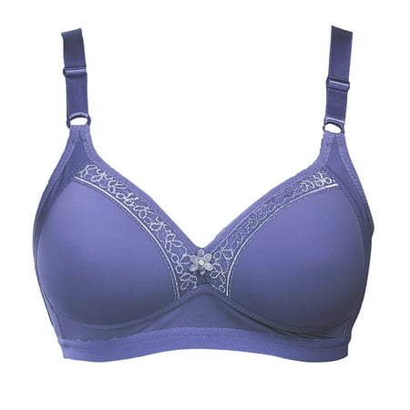 SMihono Women s Wireless Full-Coverage Bra  18-Hour Ultimate Lift & Support Everyday Wear Comfort Seamless Minimizer Bras Blue 42
