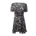 thumbnail image 4 of Aofany Women Dresses Casual Maxi Dress V-neck Leopard Print Nightclub Ruffle Skirt Dress Party Dress for Women Summer and Autumn Beach Dress Sun Dress Coffee XL, 4 of 5