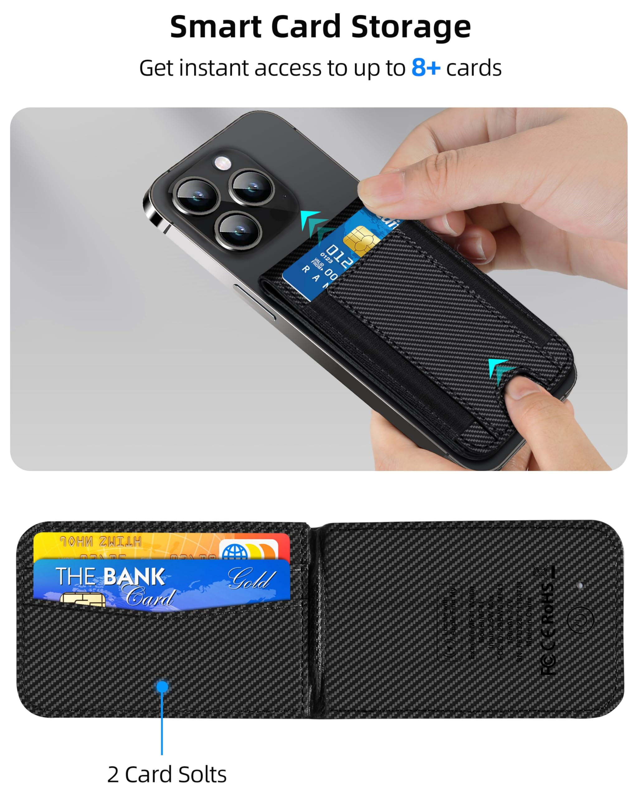 ExtreLife Magnetic Wallet with Find My, Magnetic Card Holder with Adjustable Phone Stand Compatible for iPhone 17/16/15/14/13/12 Series, RFID, Leather, Fits 8 Card