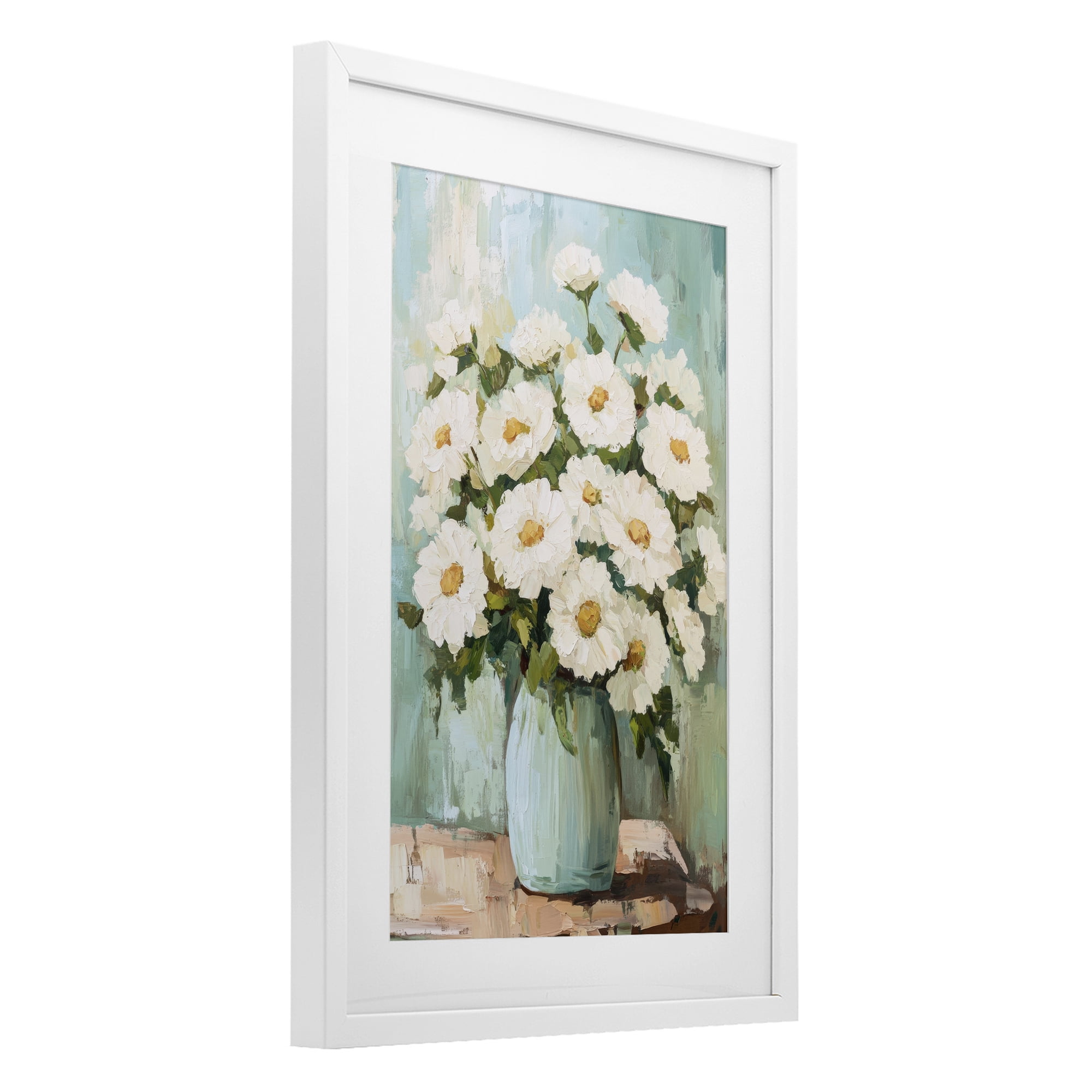 Stupell Industries Cozy Arrangement of White Blooms White Framed Print Under Glass, design by Petal Prints Design