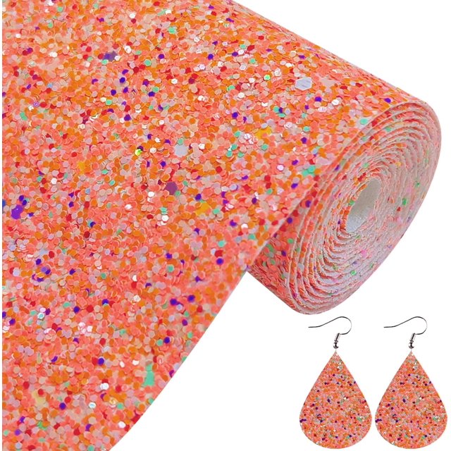 Greatdiy Rollo de tela con purpurina gruesa de color rojo brillante, 12.0 x 52.0 in, piel sintética de color sólido brillante para Cricut, pendientes, llaveros (17032#5)