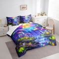 thumbnail image 3 of Homewish Purple Mushroom 7-Piece Bedding Comforter Set,Natural Scenery King Bedding Sets,Rustic Waterfall Bed Sheets For Girls Kids,Super Cozy Room Decor Reversible, 3 of 8