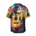 thumbnail image 6 of Daiia World Map Guitar Illustration Men's Linen Shirts Short Sleeve Casual Shirts Button Down Shirt for Men Beach Summer Wedding Shirt-Medium, 6 of 6
