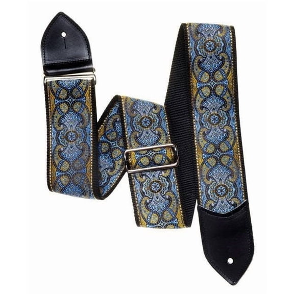 Jodi Head 2.5" Martin Paisley Sea Blue Guitar Strap with Leather Ends