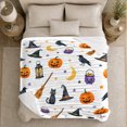 thumbnail image 4 of Halloween Icons with Pumpkins and Black Cats, Playful Holiday Style for Halloween Lovers, Witchy Night Pattern and Halloween Gift, Cozy Flannel Blanket for Playroom and Family Room, Home Decor, 4 of 8